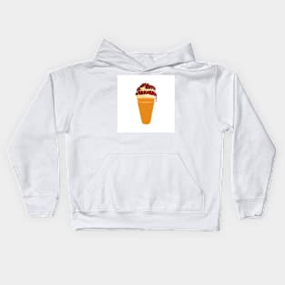 Ice cream cone with chocolate topped vanilla ice cream Kids Hoodie